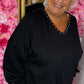 Long Sleeve The Studded Basic Zwart Plus Size maat 48 t/m 52