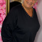 Long Sleeve The Studded Basic Zwart Plus Size maat 48 t/m 52