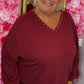 Long Sleeve The Studded Basic Bordeaux Plus Size maat 48 t/m 52