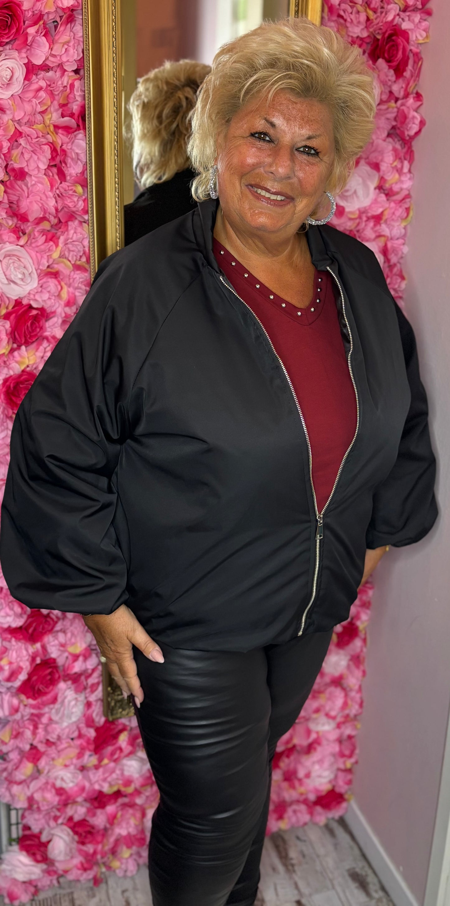 Bomber Sporty Zwart Plus Size Maat 48 t/m 52-54
