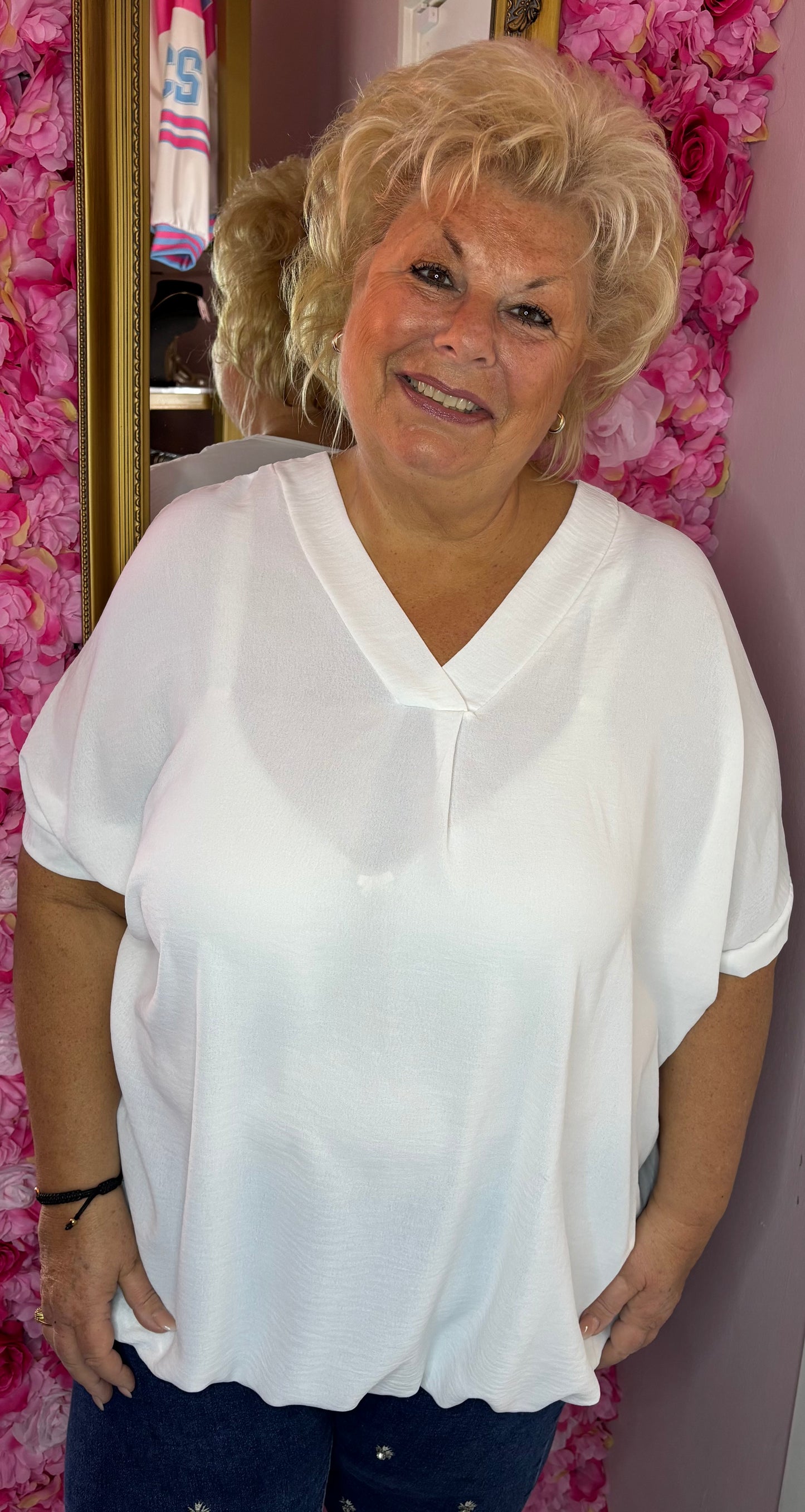 Blouse Ballon Sum Wit Plus Size maat 48 t/m 54