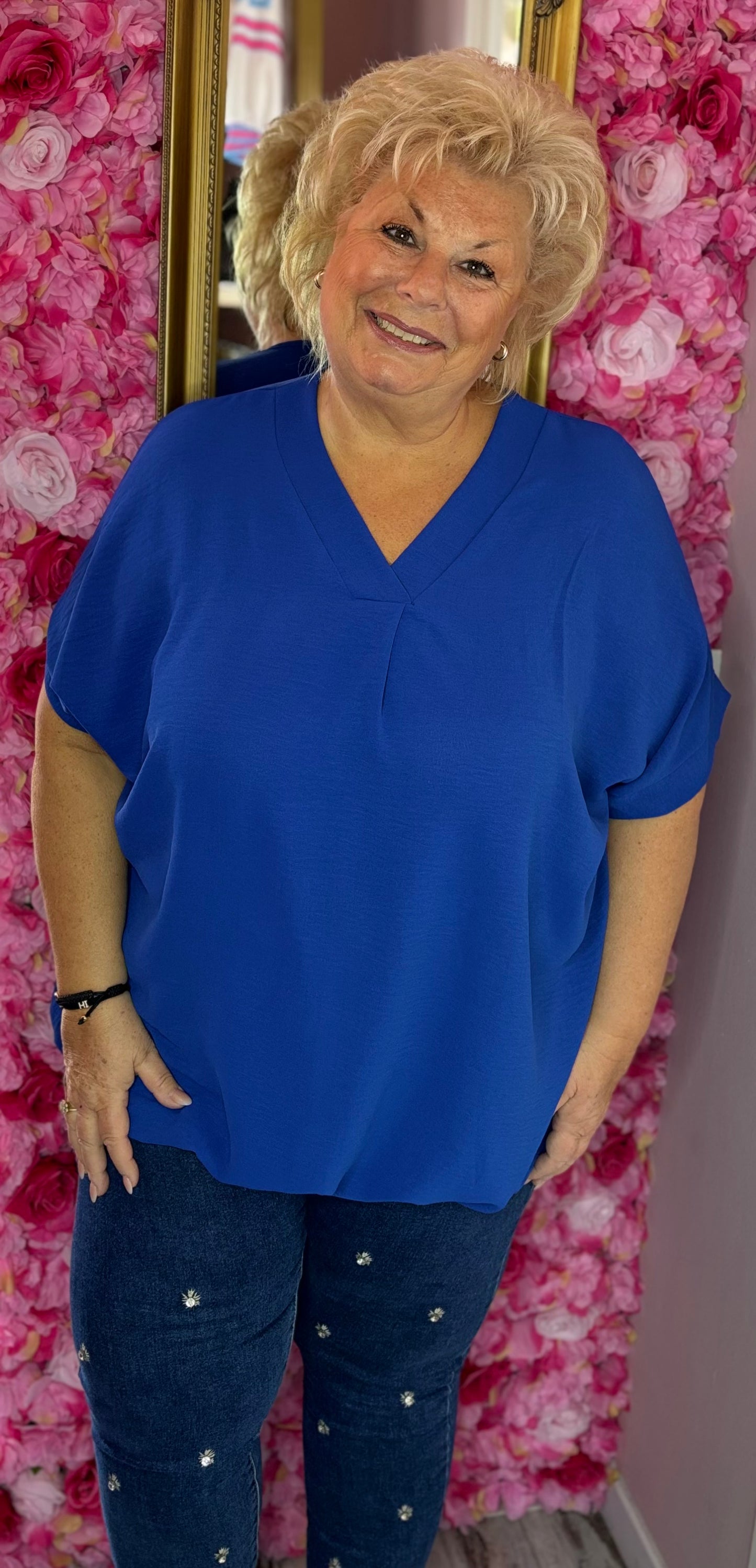 Blouse Ballon Sum Konings Blauw Plus Size maat 48 t/m 54