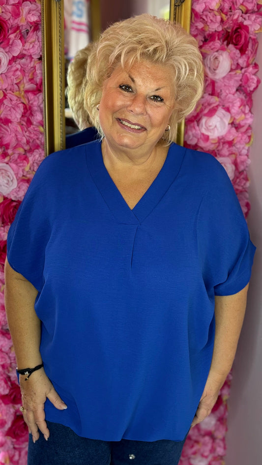 Blouse Ballon Sum Konings Blauw Plus Size maat 48 t/m 54