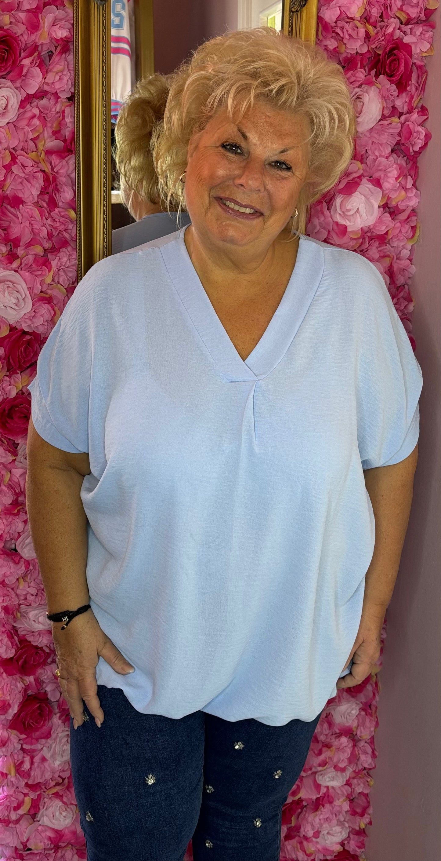 Blouse Ballon Sum Licht Blauw Plus Size maat 48 t/m 54
