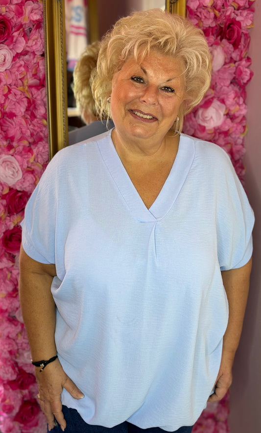 Blouse Ballon Sum Licht Blauw Plus Size maat 48 t/m 54