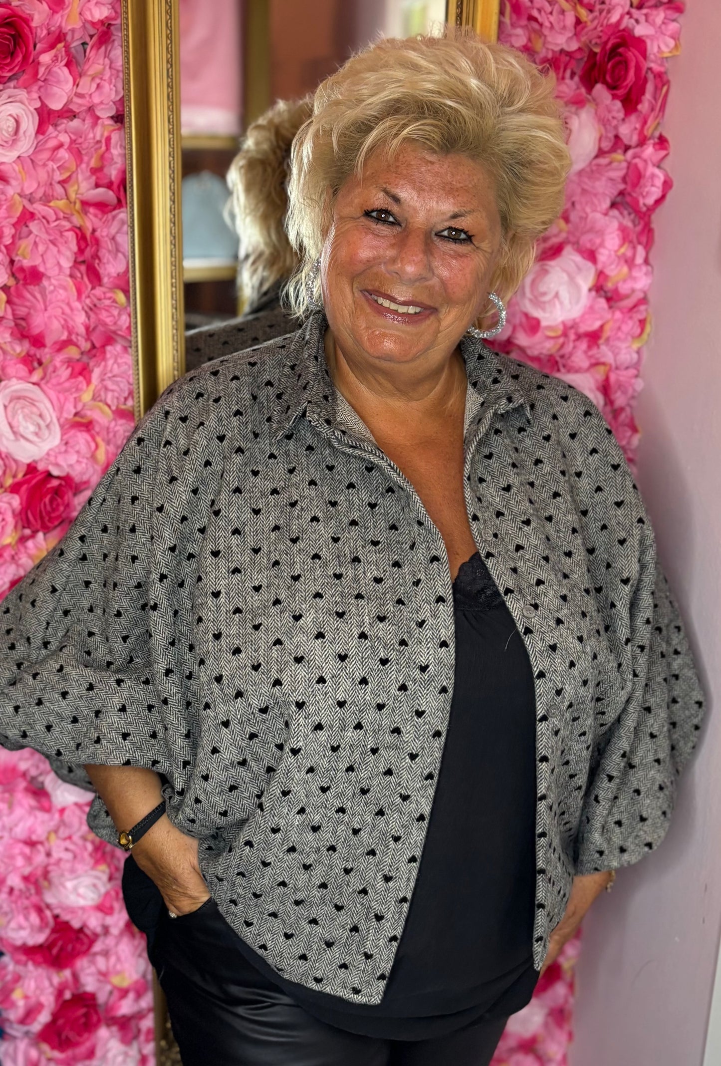 Blouse Butterfly Love Zwart Plus Size Maat 44 t/m 48-50