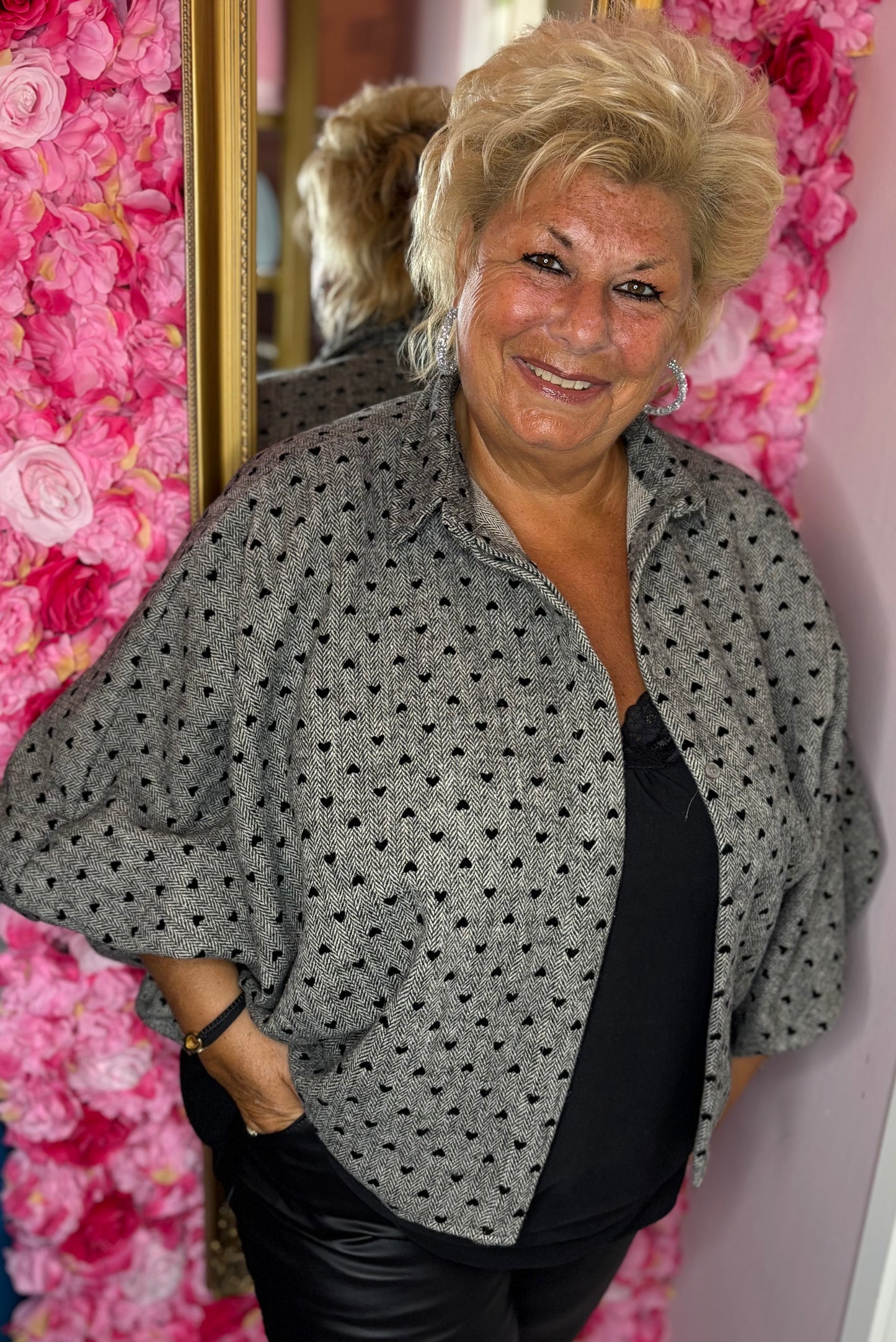 Blouse Butterfly Love Zwart Plus Size Maat 44 t/m 48-50