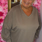 Long Sleeve The Studded Basic Taupe Plus Size maat 48 t/m 52