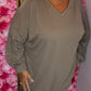 Long Sleeve The Studded Basic Taupe Plus Size maat 48 t/m 52