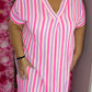 *LUCKY LOOK* Lange Jurk Happy Katoen Paars Plus Size Maat 48 t/m 54
