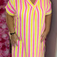 *LUCKY LOOK* Lange Jurk Happy Katoen Geel Plus Size Maat 48 t/m 54