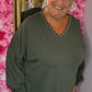 Long Sleeve The Studded Basic Leger Groen Plus Size maat 48 t/m 52