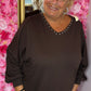 Long Sleeve The Studded Basic Bruin Plus Size maat 48 t/m 52