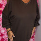 Long Sleeve The Studded Basic Bruin Plus Size maat 48 t/m 52