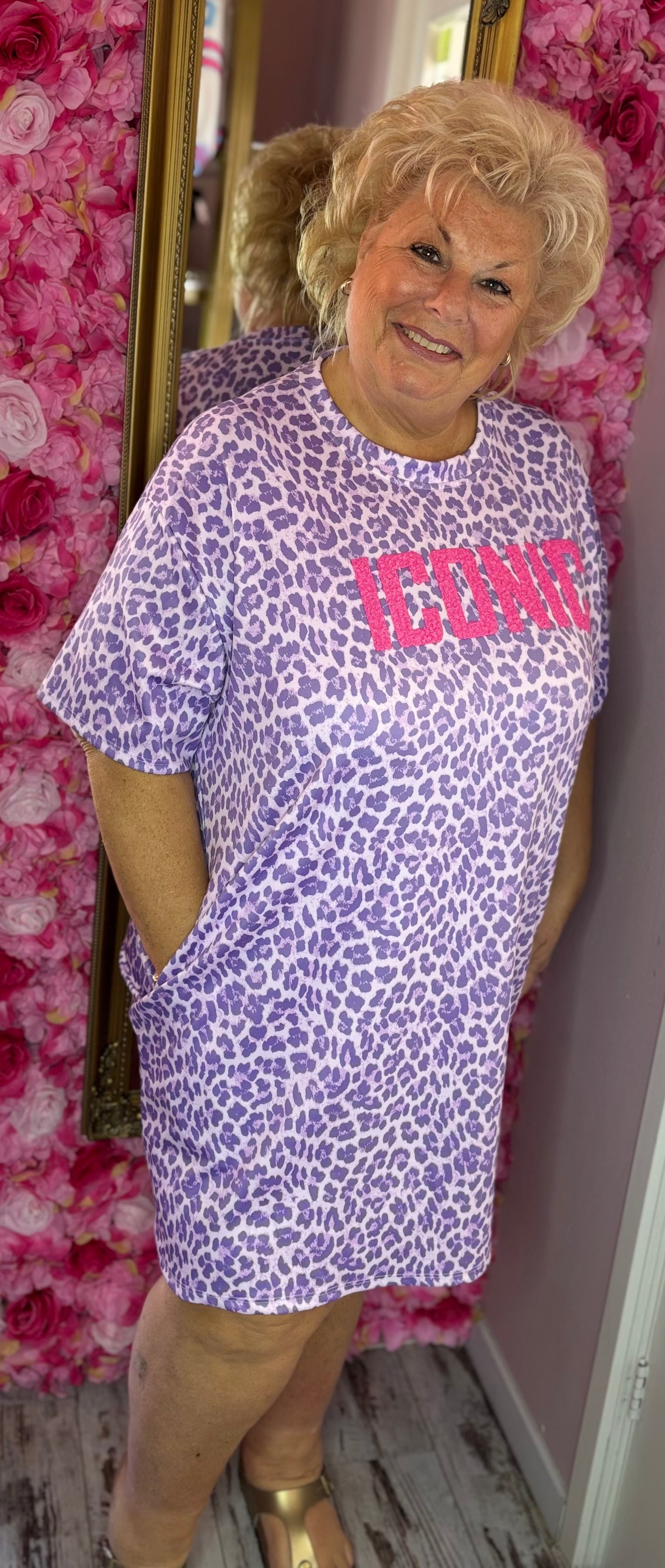 Jurk Icon Panter Lilla Plus Size Maat 46 t/m 52-54