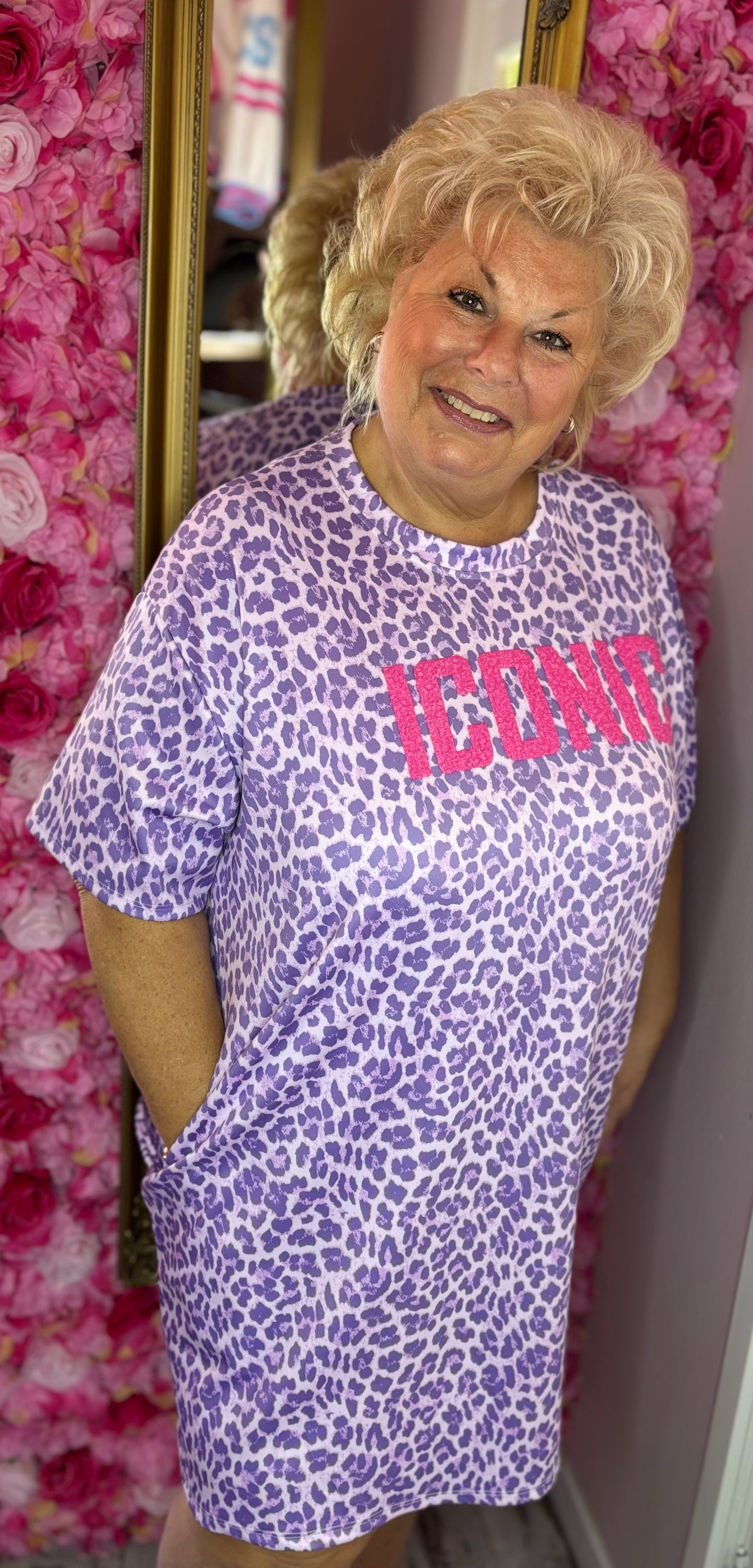 Jurk Icon Panter Lilla Plus Size Maat 46 t/m 52-54