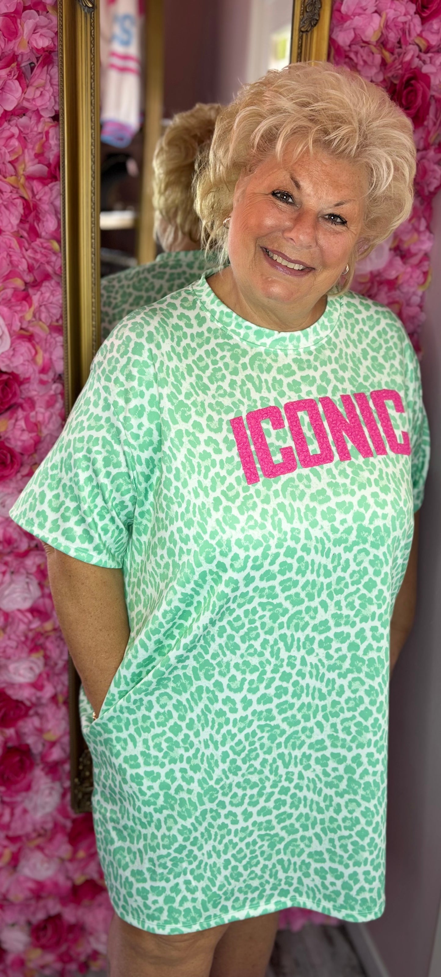 Jurk Icon Panter Mint Plus Size Maat 46 t/m 52-54