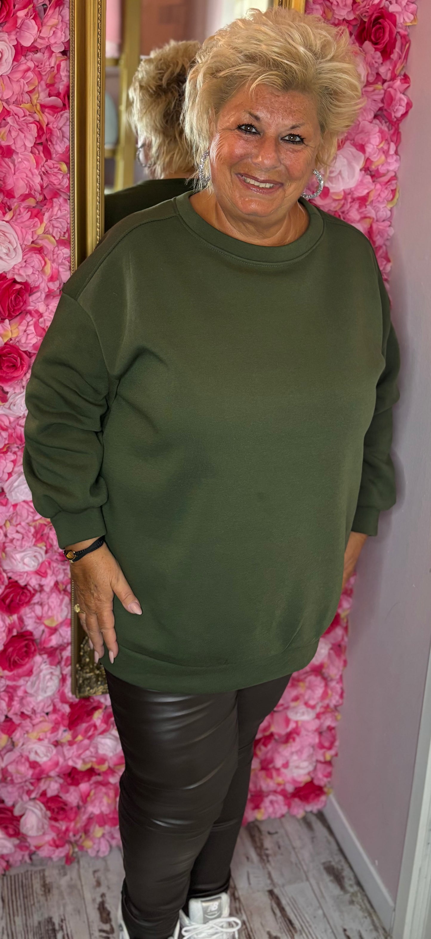 Trui Ultime Cozy Leger Groen Plus Size Maat 48 t/m 52