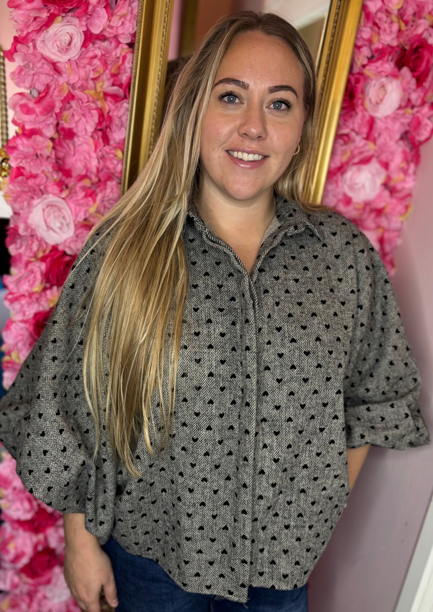 Blouse Butterfly Love Zwart Plus Size Maat 44 t/m 48-50