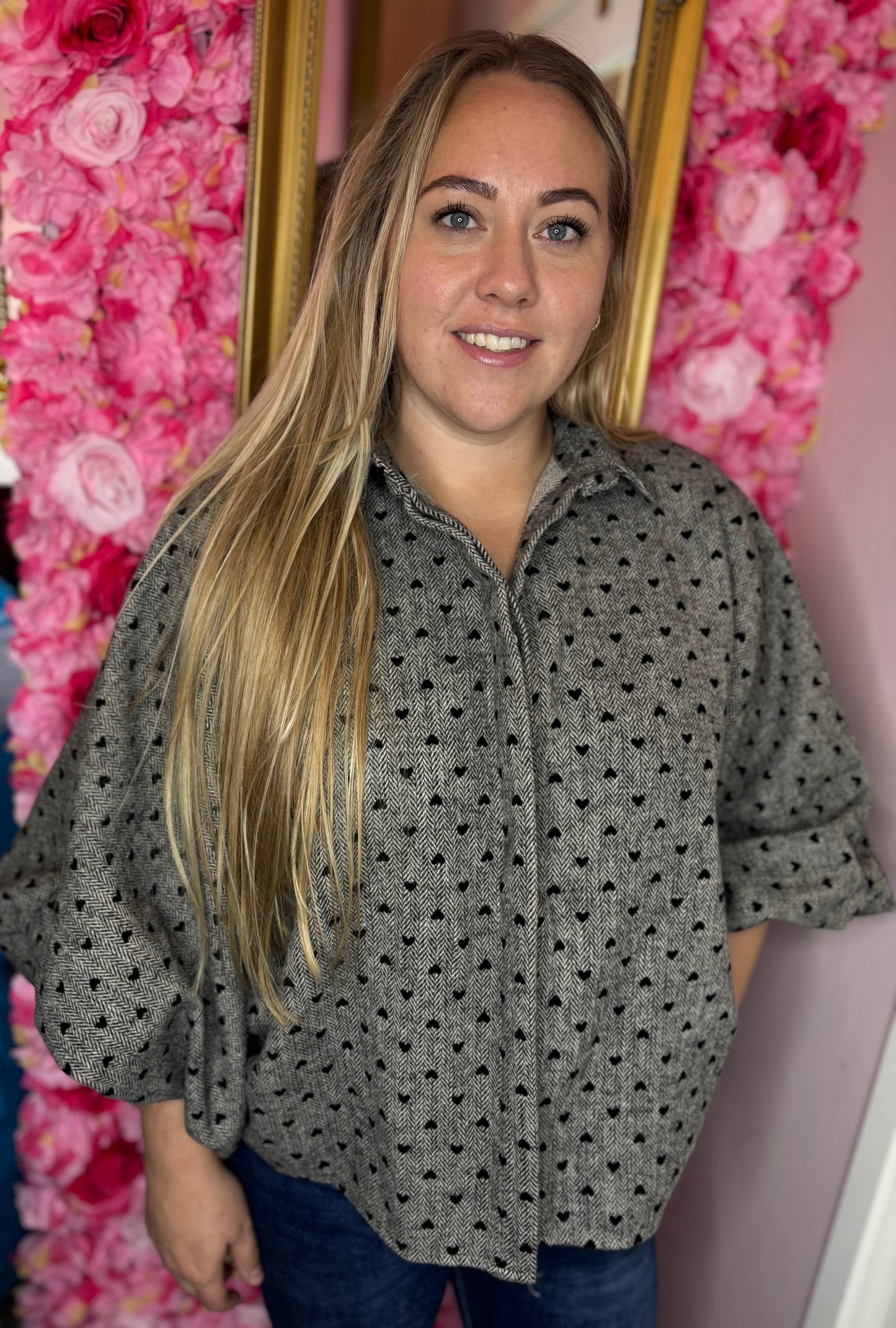 Blouse Butterfly Love Zwart Plus Size Maat 44 t/m 48-50