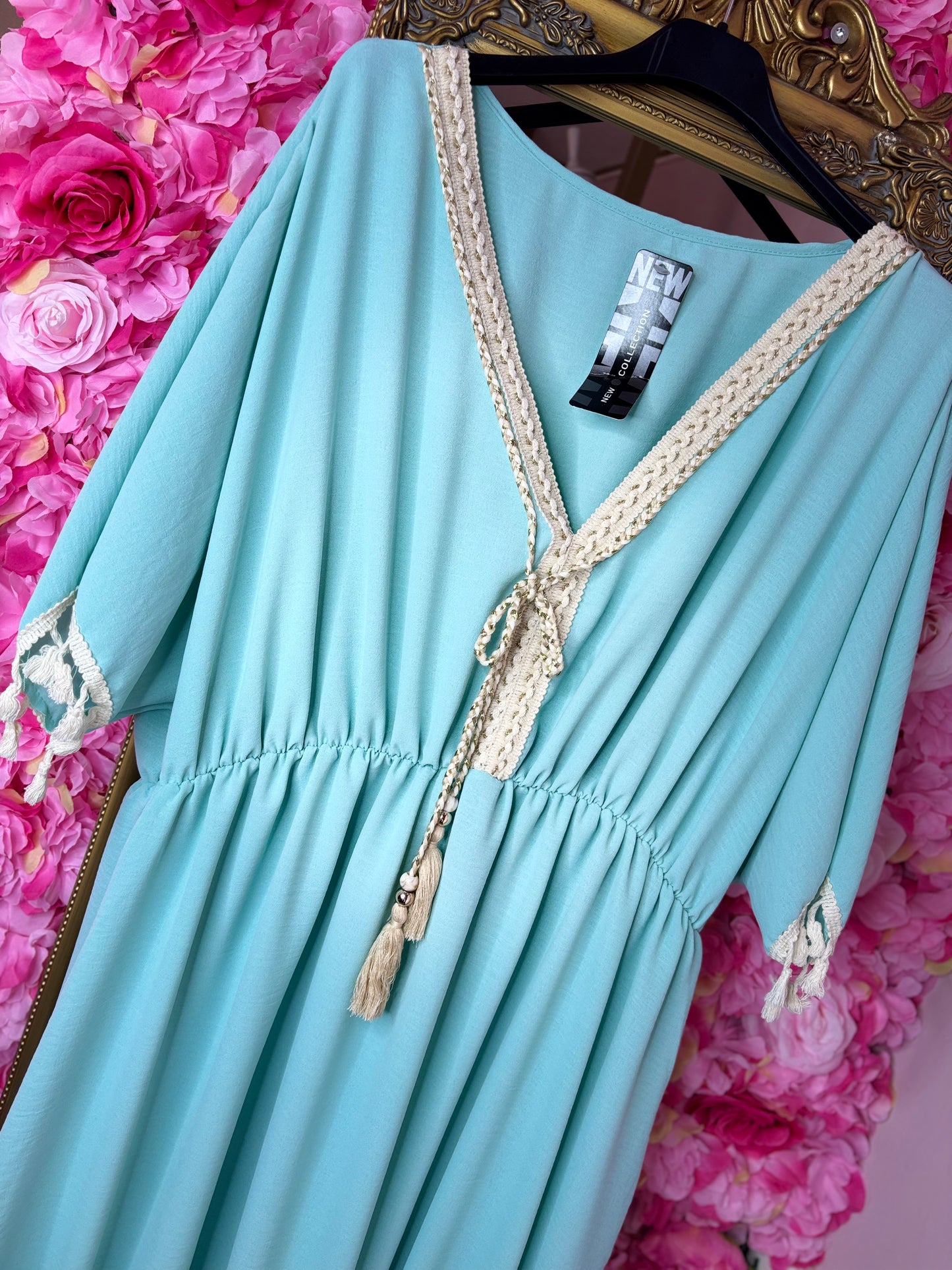 Lange Jurk Boho Mint Maat 48 t/m 54