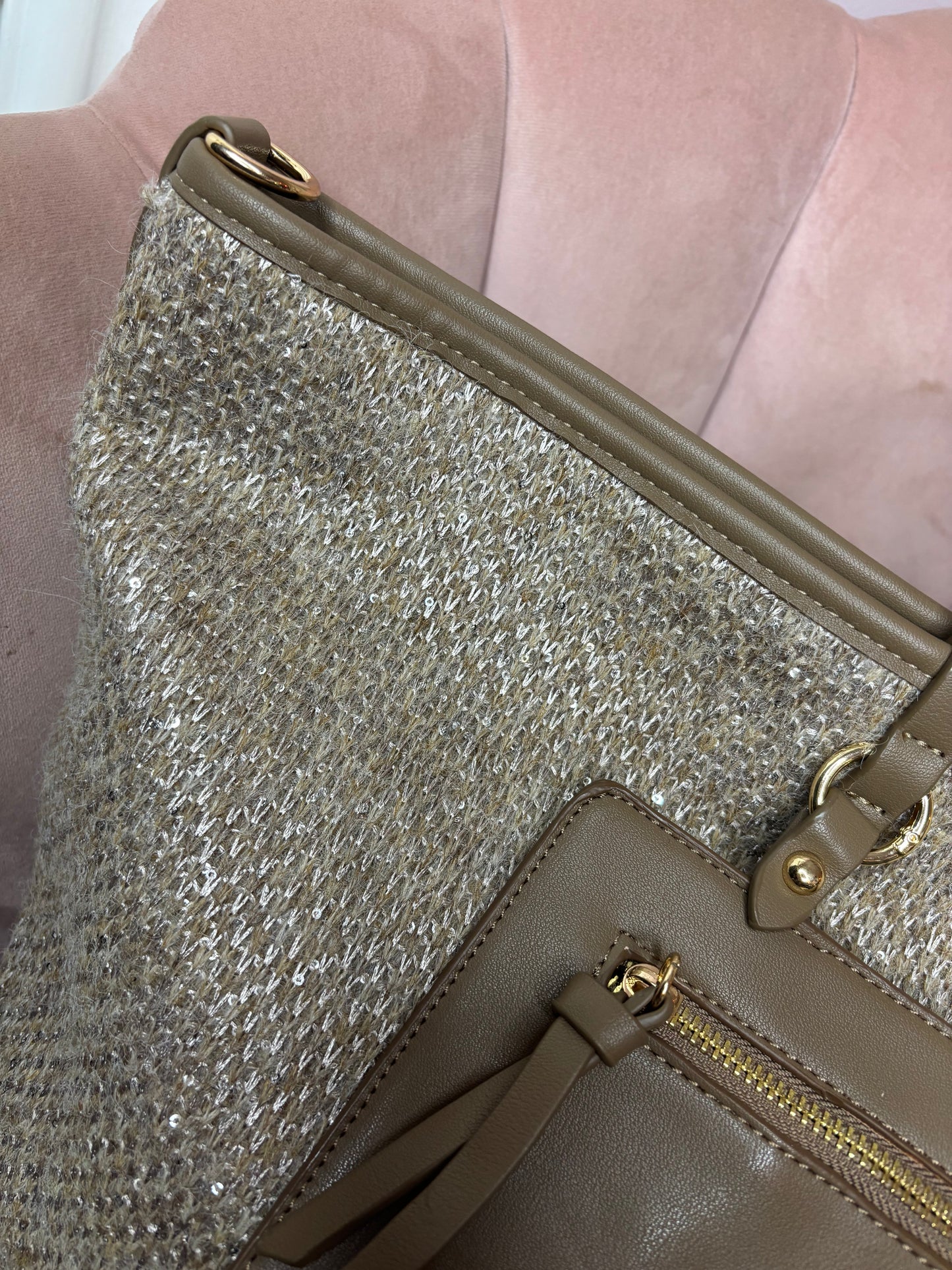 Tas Shopper Paillet Beige