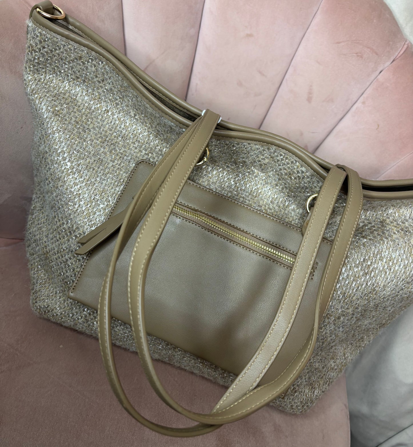Tas Shopper Paillet Beige