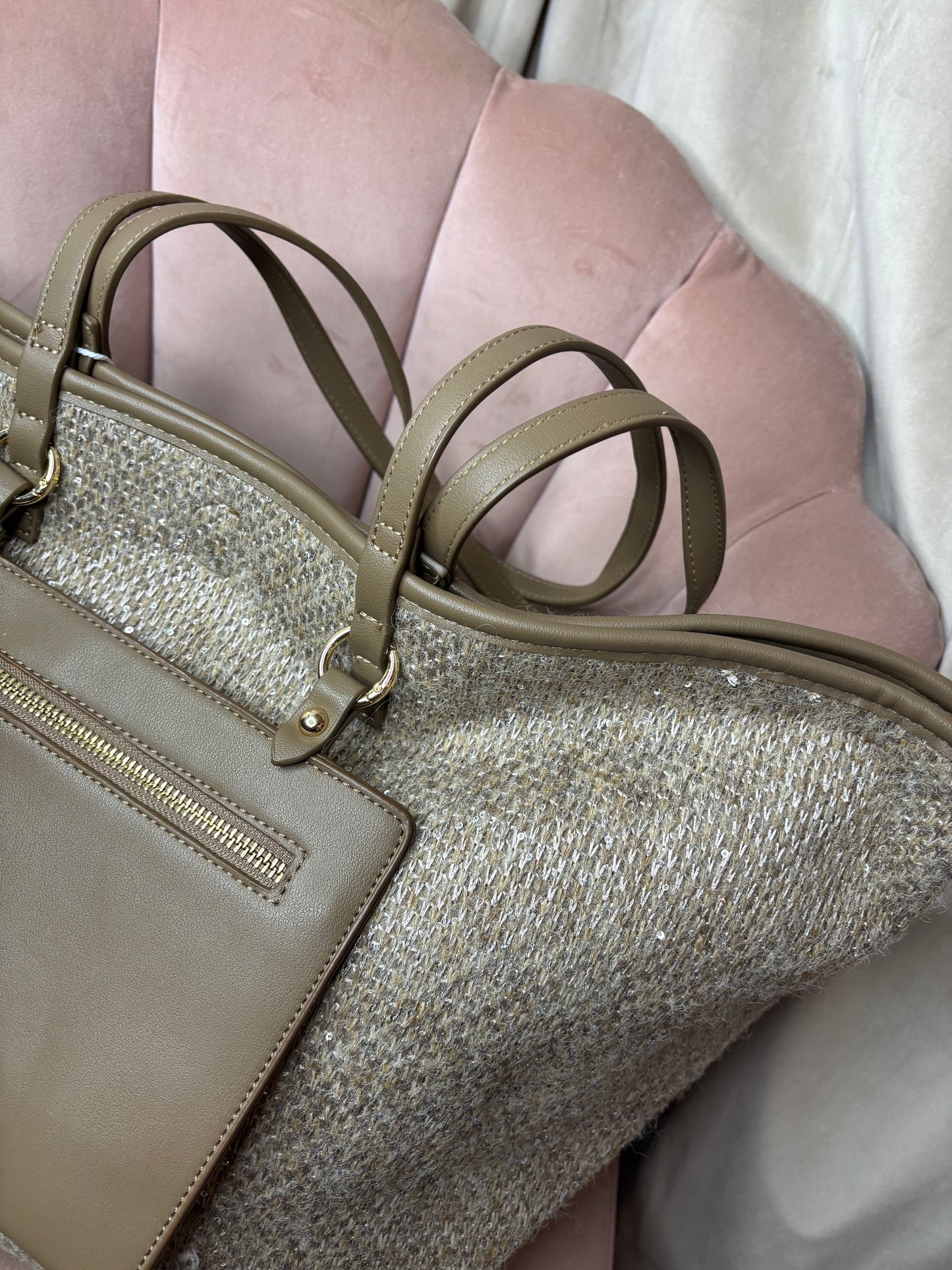 Tas Shopper Paillet Beige