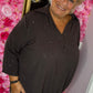 Blouse Glam Balloon Bruin Plus Size maat 48 t/m 54