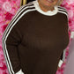 Trui Cozy Stripes Bruin Plus Size Maat 48 t/m 52