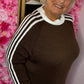 Trui Cozy Stripes Bruin Plus Size Maat 48 t/m 52