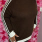 Trui Cozy Stripes Bruin Plus Size Maat 48 t/m 52