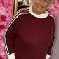 Trui Cozy Stripes Bordeaux Plus Size Maat 48 t/m 52