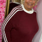 Trui Cozy Stripes Bordeaux Plus Size Maat 48 t/m 52