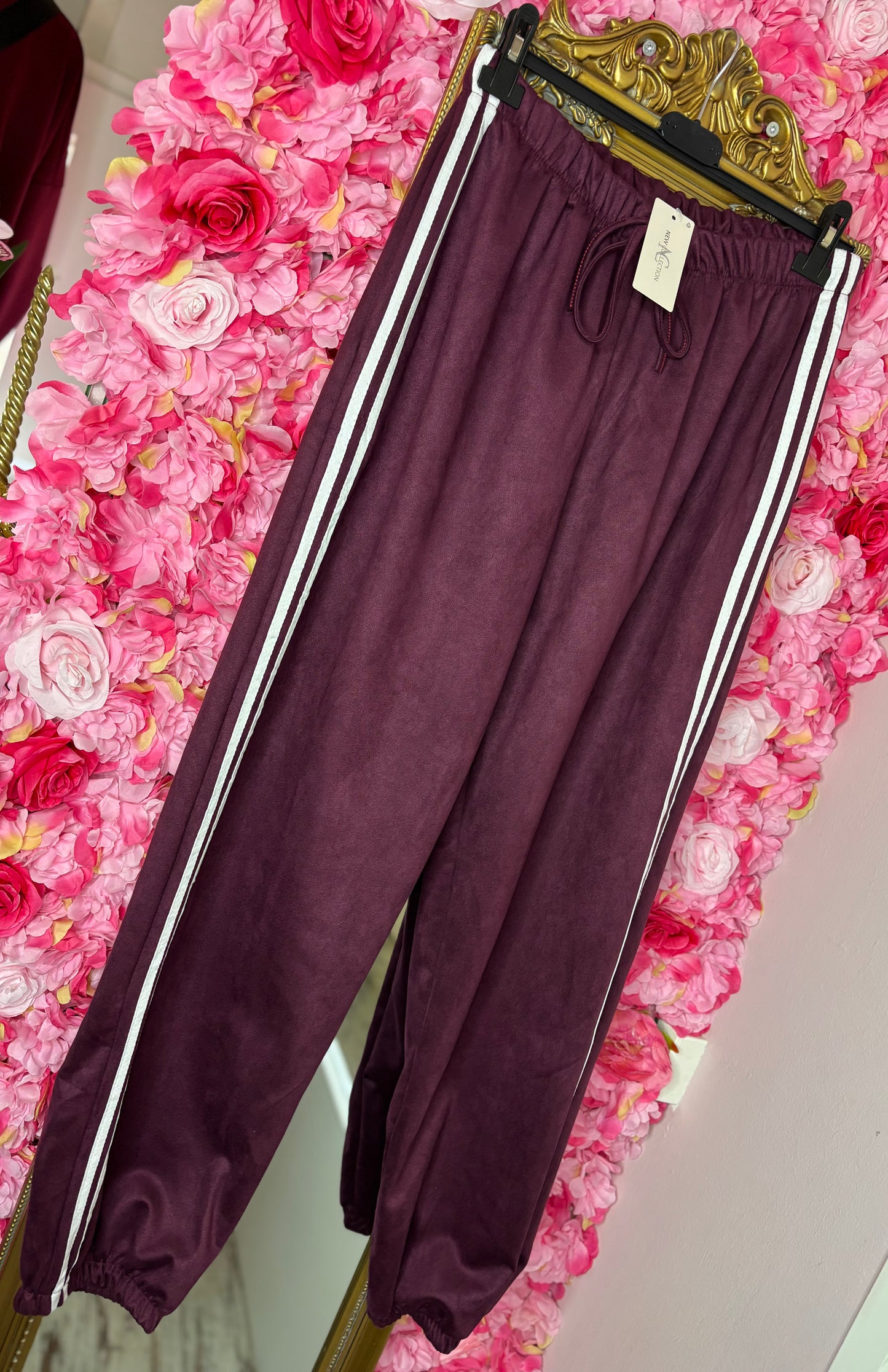Broek Pof Suedine Bordeaux Plus Size Maat 48 t/m 52