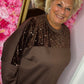 Sweater Sequin Crush Bruin Size Maat 50 t/m 54