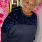 Sweater Sequin Crush Donker Blauw Size Maat 50 t/m 54