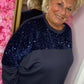 Sweater Sequin Crush Donker Blauw Size Maat 50 t/m 54