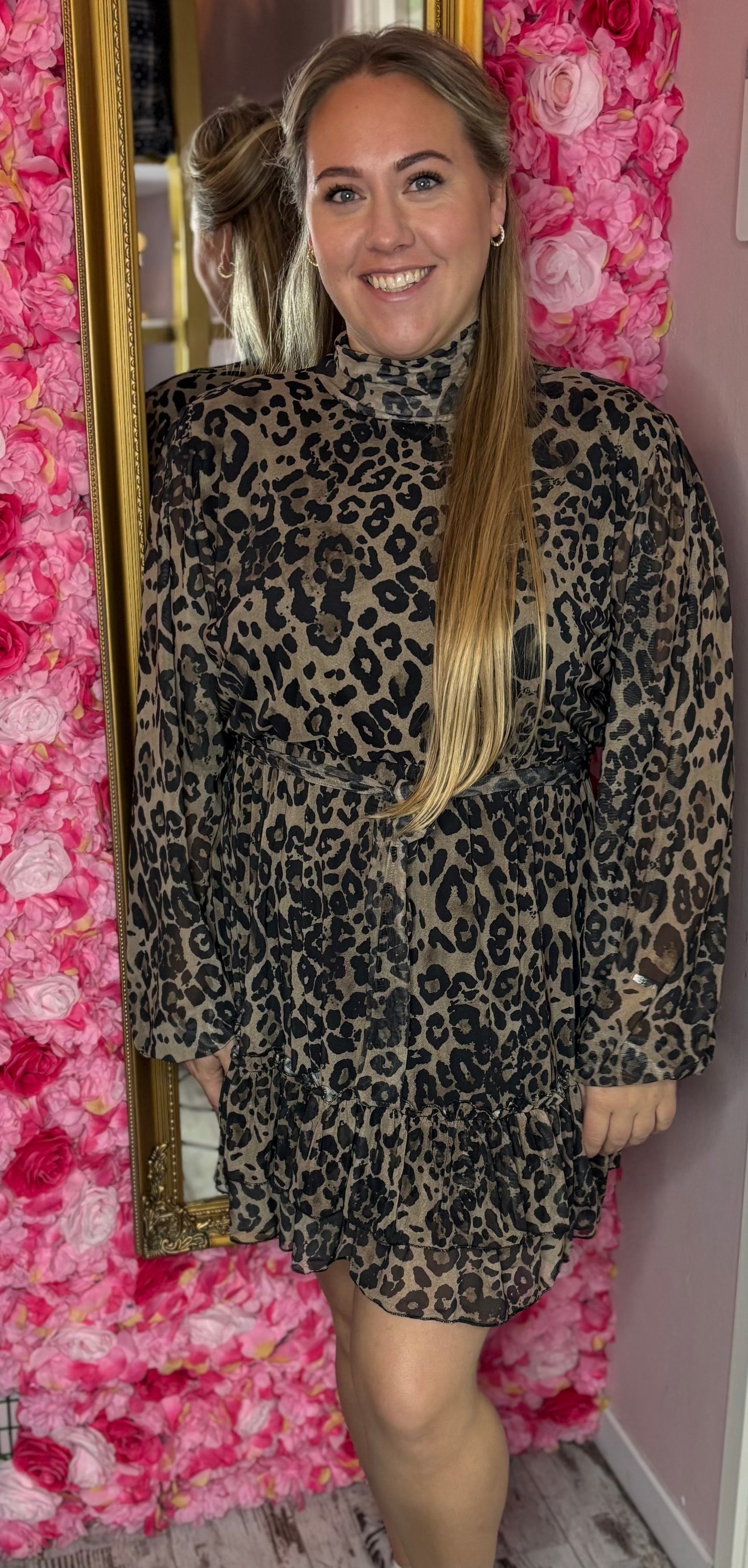 Jurk Leopard Mesh Plus Size tot Maat 48