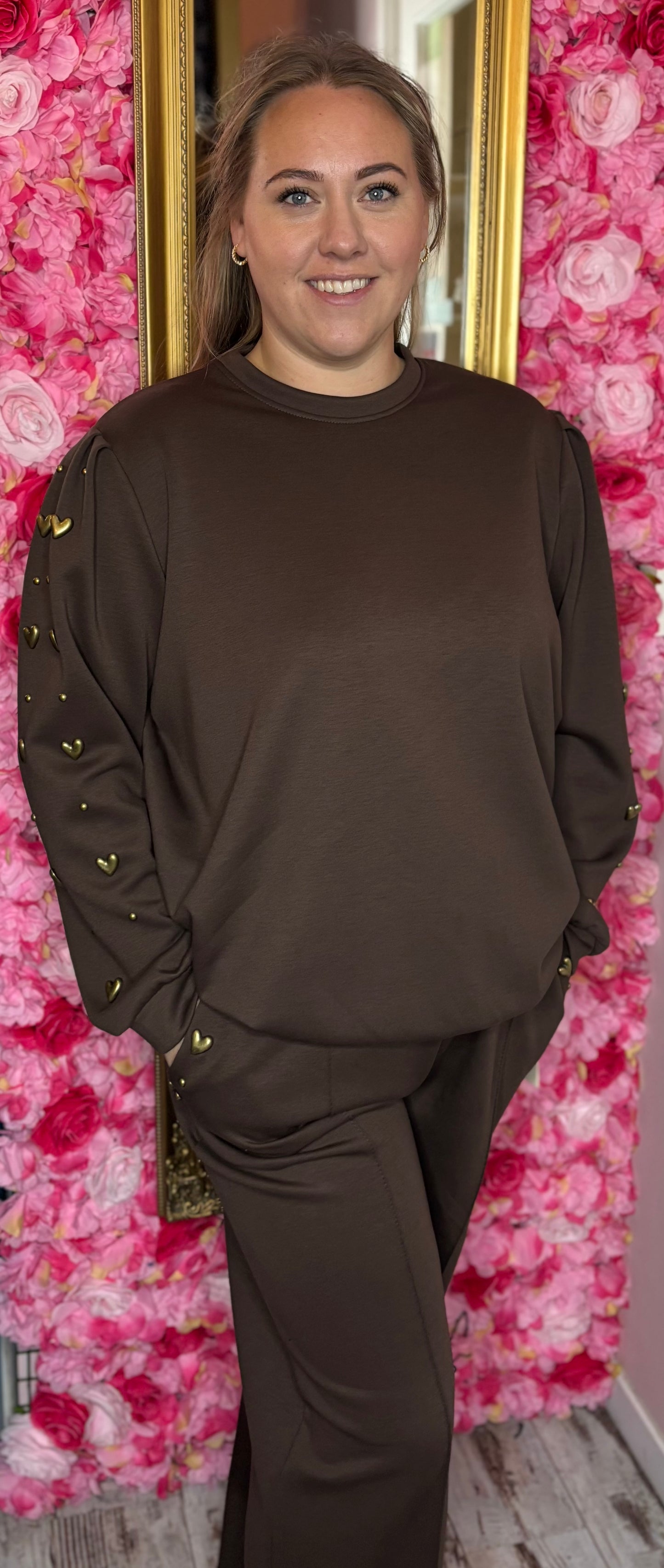 Set Heart Crush Bruin Plus Size maat 44 tot 48