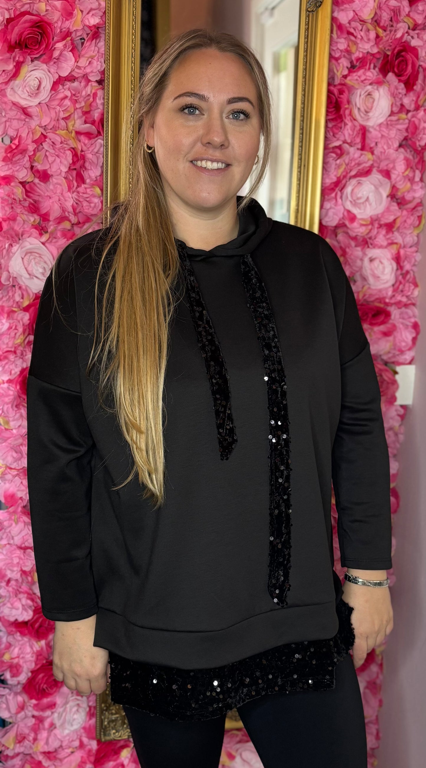 Hoodie Shine On Zwart Plus Size Maat t/m 48