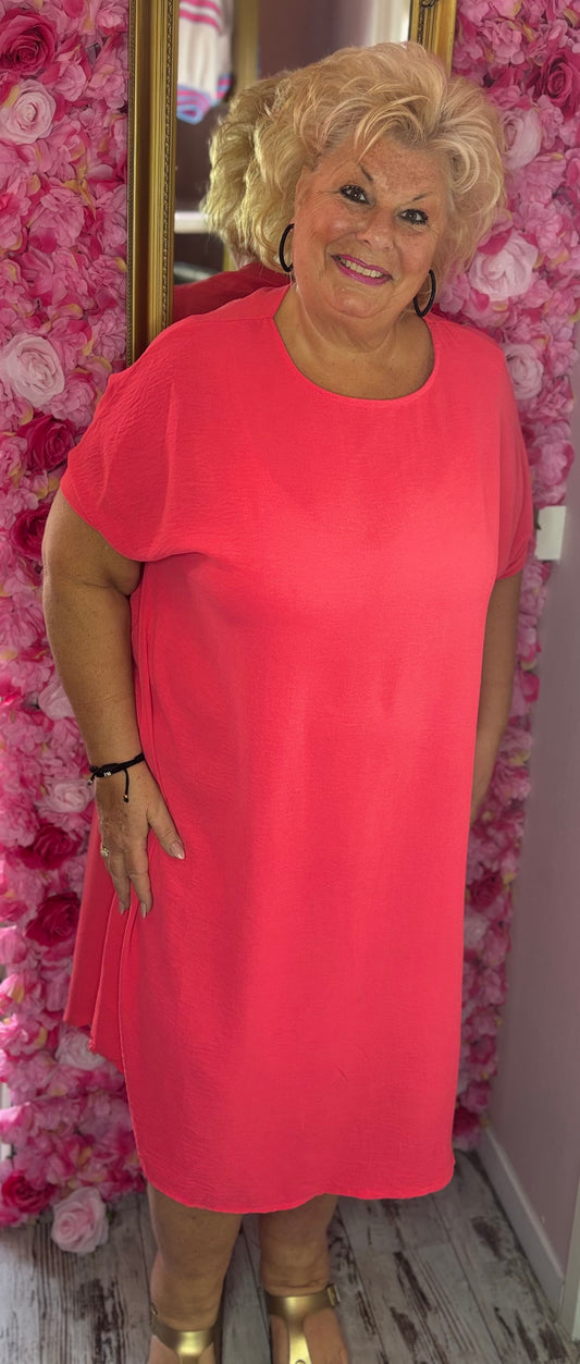 Jurk Classic Koraal Plus Size Maat 48 t/m 54