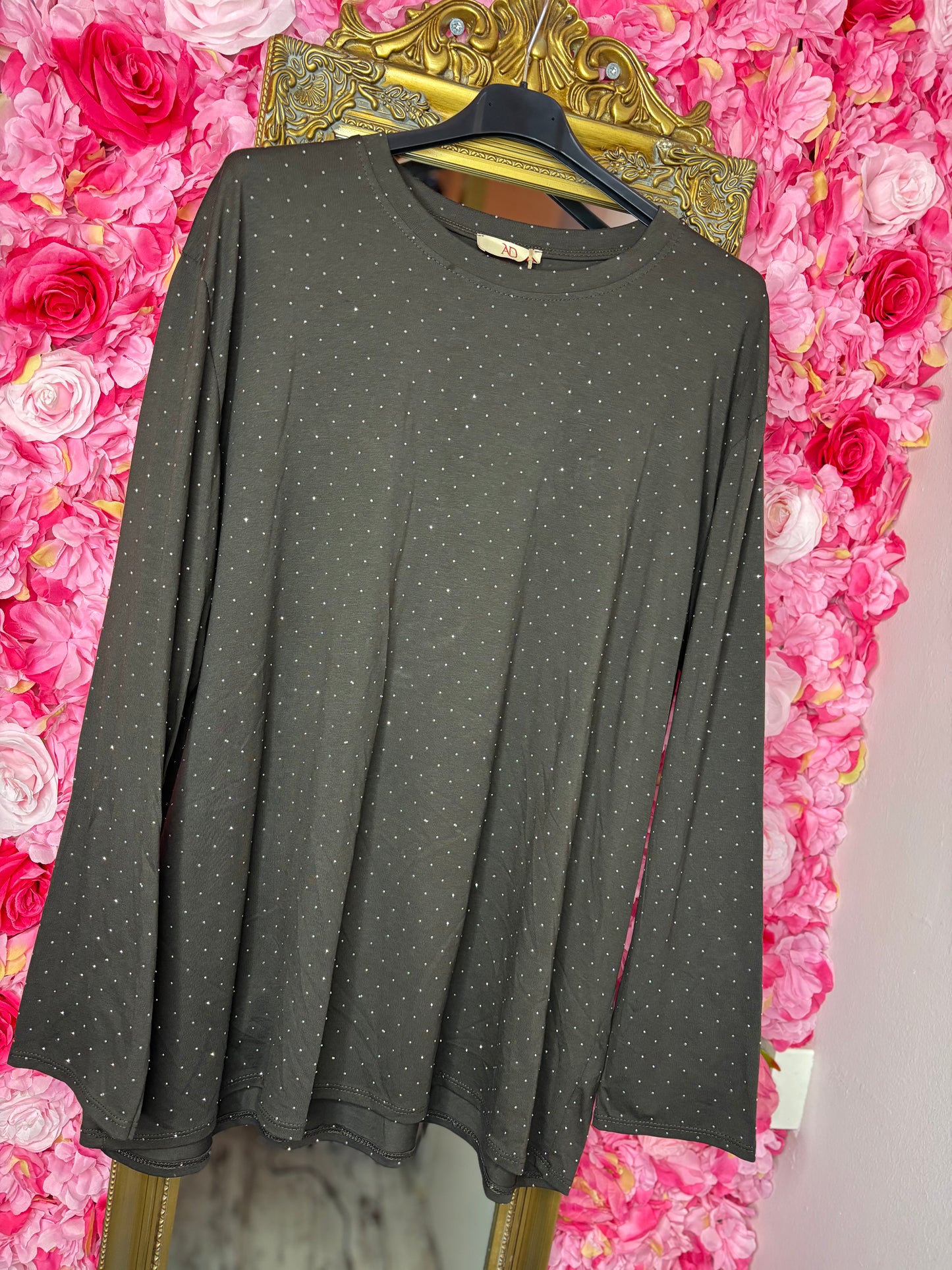 Long Sleeve Daily Glam Bruin Plus Size maat 46 t/m 50