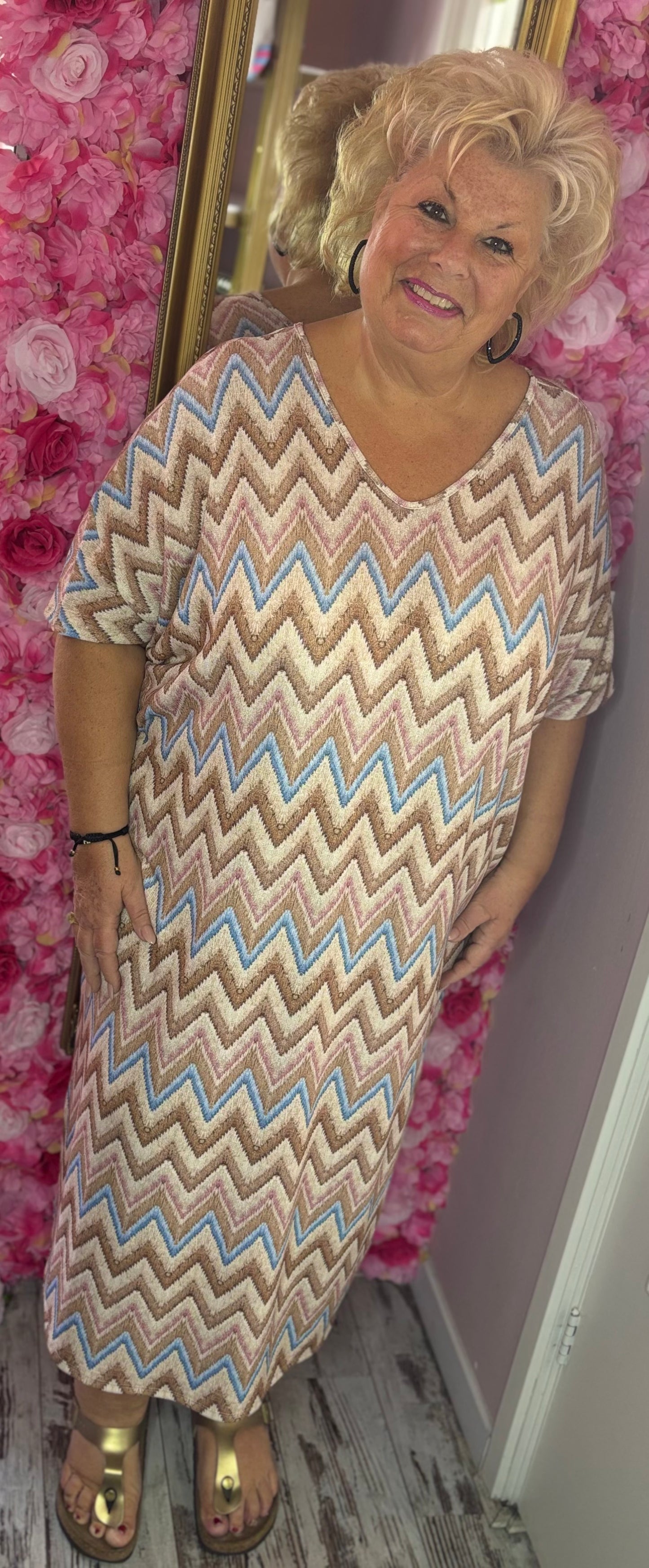 Jurk Sparkle Hope Beige Plus Size Maat 48 t/m 54