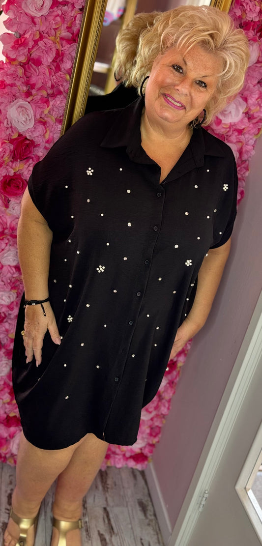 Jurk Parel Zwart Plus Size Maat 48 t/m 54