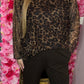 Long Sleeve Mesh Panter Bruin Plus Size maat 48 t/m 52