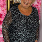 Long Sleeve Mesh Panter Zwart Plus Size maat 48 t/m 52