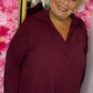 Blouse Balloon Winter Chic Bordeaux Plus Size maat 48 t/m 54