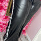 Broek Straight Stripe Leather Look Zwart Plus Size Maat 46 t/m 52