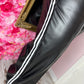 Broek Straight Stripe Leather Look Zwart Plus Size Maat 46 t/m 52